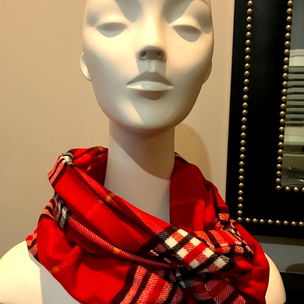 Red plaid infinity scarf